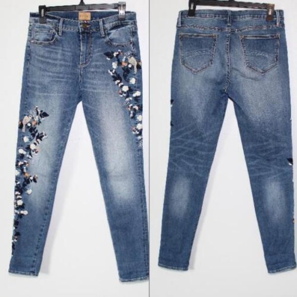 Driftwood Embroidered Jackie Jeans Birds Floral Stretch Women's Size 28 H13262 - Picture 10 of 10